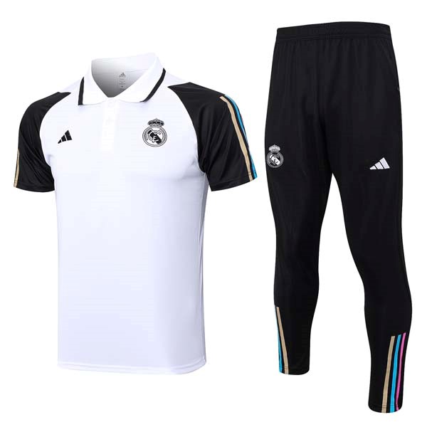 Polo Real Madrid Conjunto Completo 2023 2024 Blanco Negro